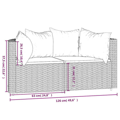 Canapés d'angle de jardin vidaXL avec coussins 2 pcs marron résine tressée