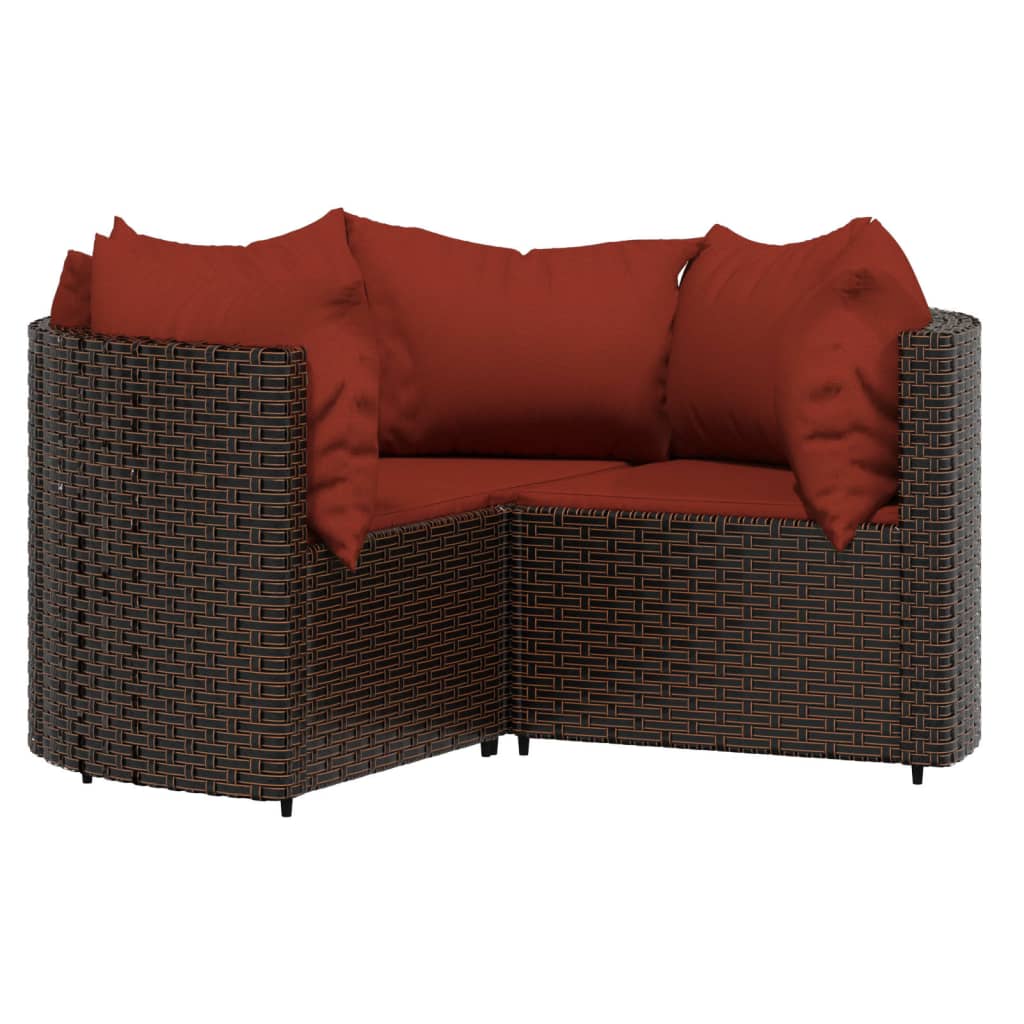 vidaXL Salon de jardin 4 pcs avec coussins marron résine tressée
