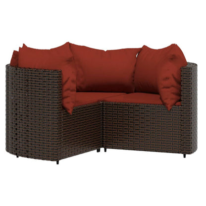 vidaXL Salon de jardin 4 pcs avec coussins marron résine tressée