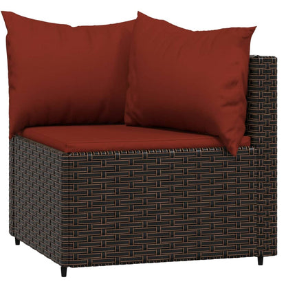 vidaXL Salon de jardin 4 pcs avec coussins marron résine tressée