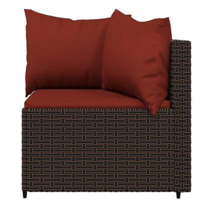 vidaXL Salon de jardin 4 pcs avec coussins marron résine tressée