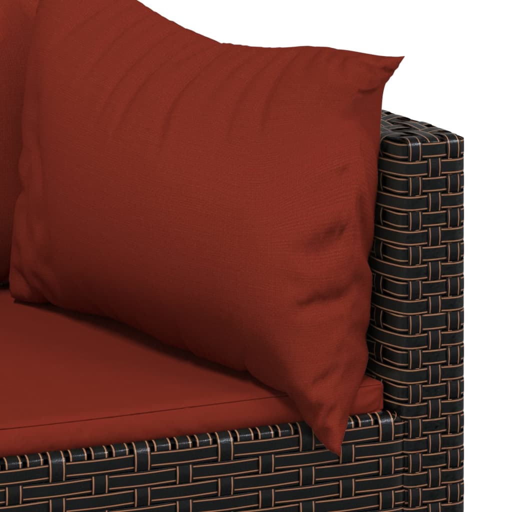 vidaXL Salon de jardin 4 pcs avec coussins marron résine tressée