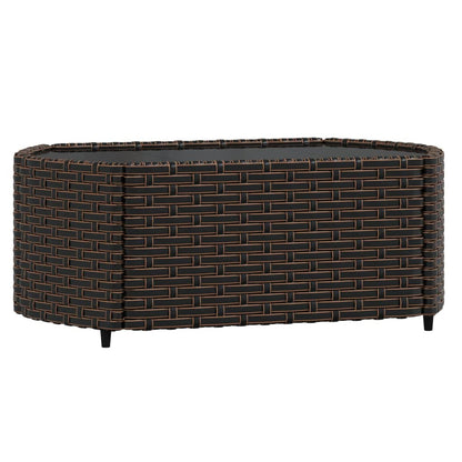 vidaXL Salon de jardin 4 pcs avec coussins marron résine tressée