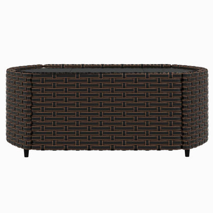 vidaXL Salon de jardin 4 pcs avec coussins marron résine tressée