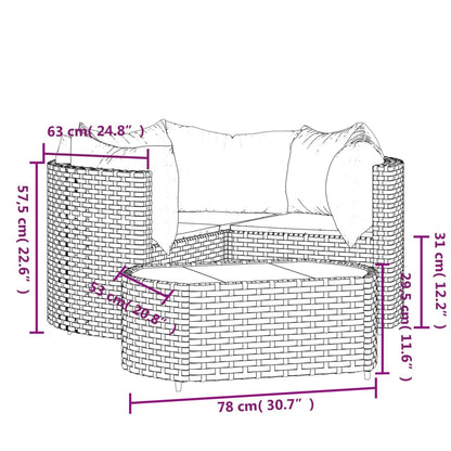 vidaXL Salon de jardin 4 pcs avec coussins marron résine tressée