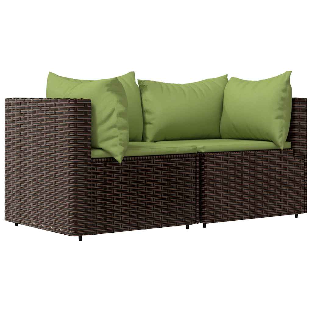 vidaXL 3-tlg. Garten-Lounge-Set mit Kissen Braun Poly Rattan