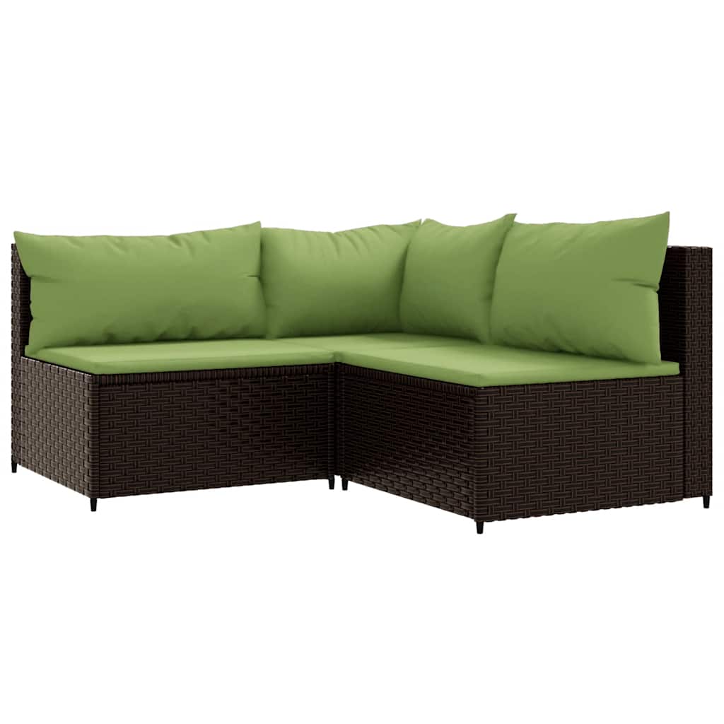 vidaXL Salon de jardin 4 pcs avec coussins marron résine tressée