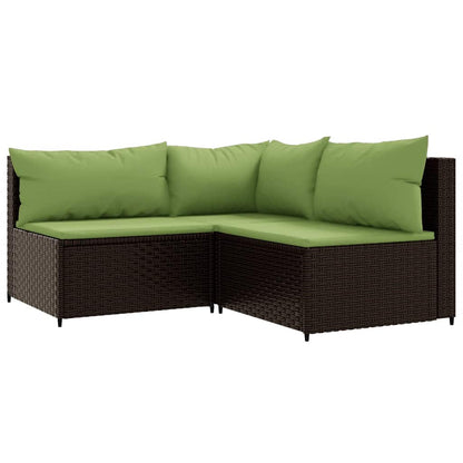 vidaXL Salon de jardin 4 pcs avec coussins marron résine tressée