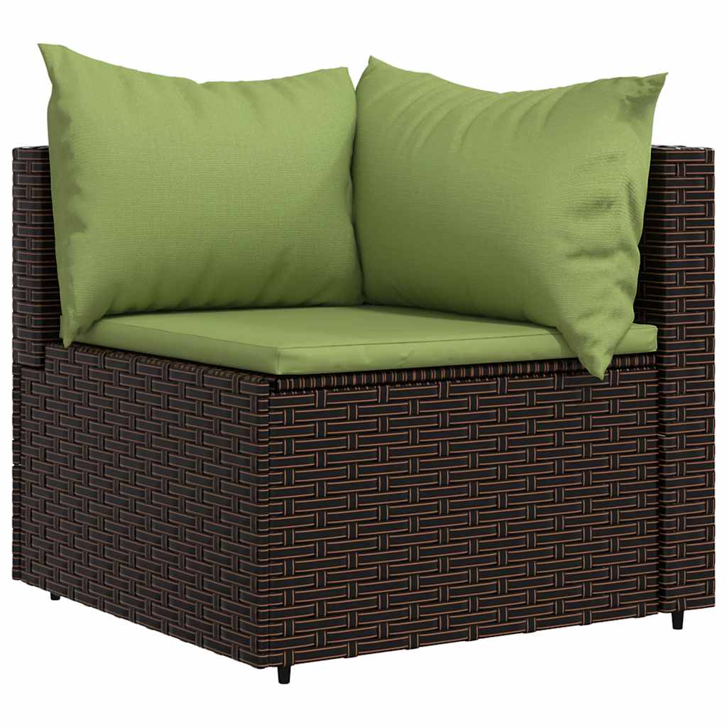 vidaXL Salon de jardin 4 pcs avec coussins marron résine tressée