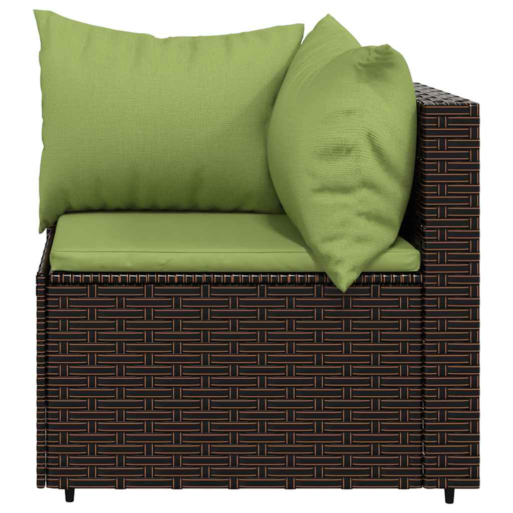 vidaXL Salon de jardin 4 pcs avec coussins marron résine tressée