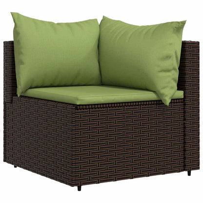 vidaXL Salon de jardin 4 pcs avec coussins marron résine tressée