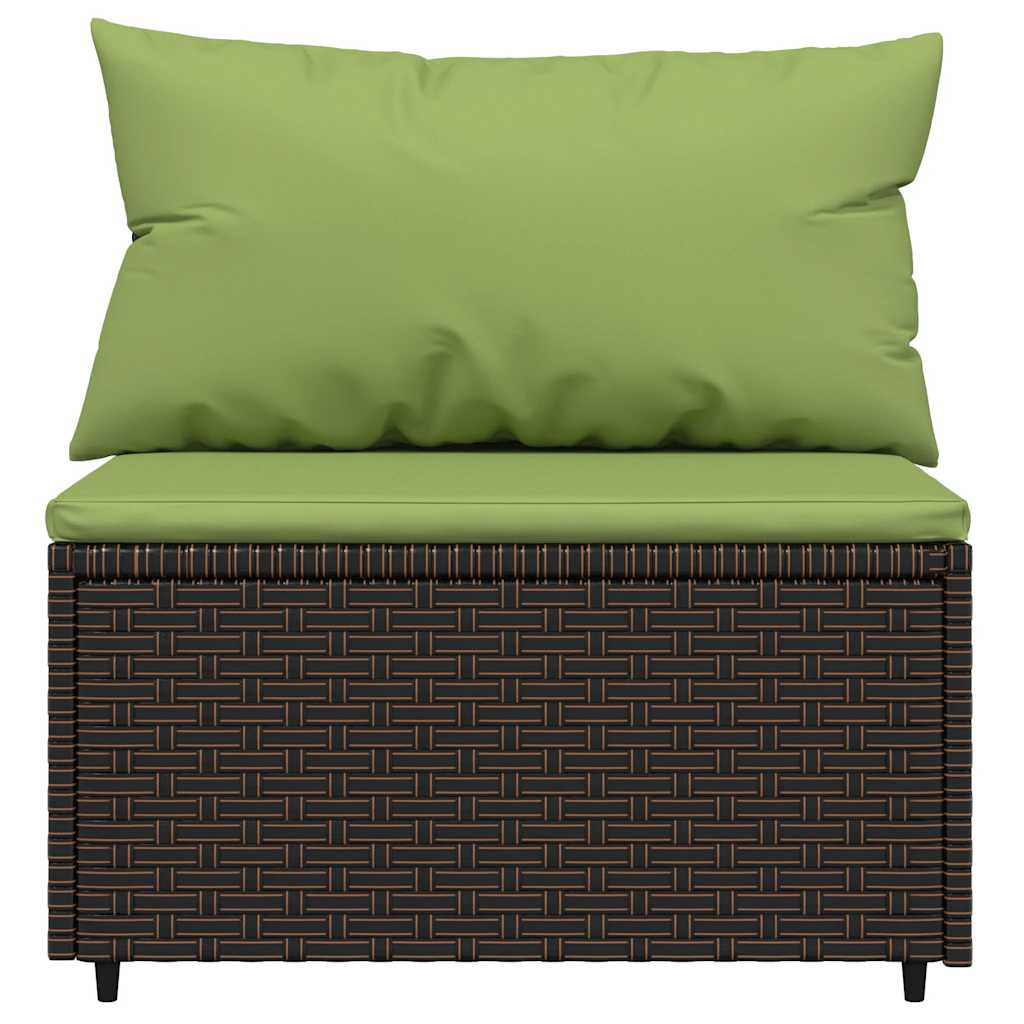 vidaXL Salon de jardin 4 pcs avec coussins marron résine tressée