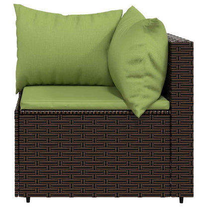 vidaXL Salon de jardin 4 pcs avec coussins marron résine tressée
