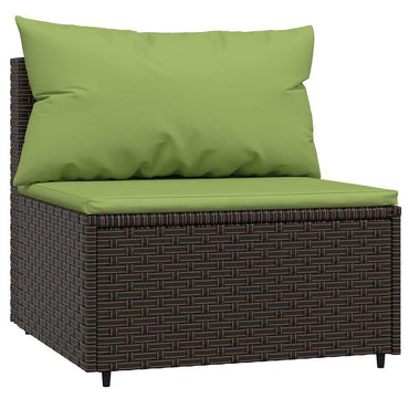 vidaXL Canapé central de jardin avec coussins en poly rotin marron