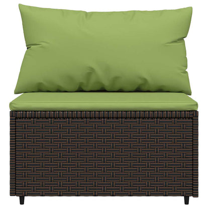 vidaXL Canapé central de jardin avec coussins en poly rotin marron