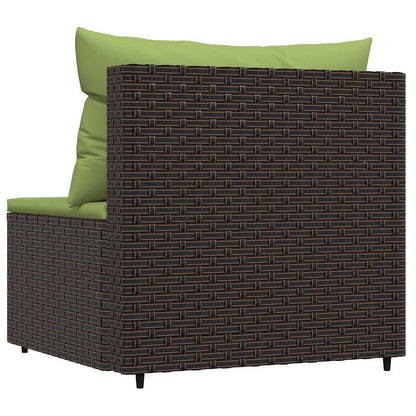 vidaXL Canapé central de jardin avec coussins en poly rotin marron