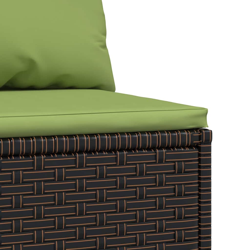 vidaXL Canapé central de jardin avec coussins en poly rotin marron