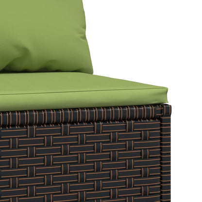 vidaXL Canapé central de jardin avec coussins en poly rotin marron