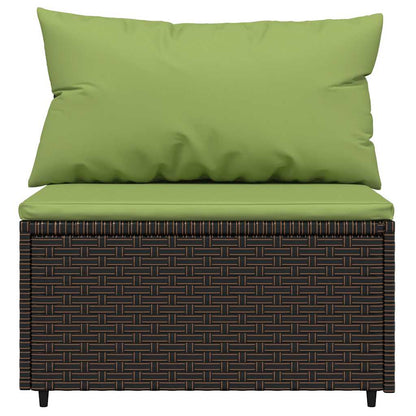 vidaXL Canapés centraux de jardin avec coussins 2 pcs marron résine tressée