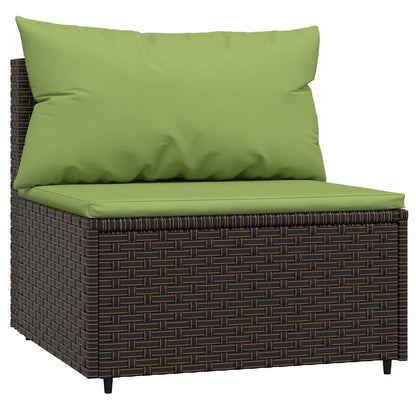 vidaXL Salon de jardin 3 pcs avec coussins marron résine tressée