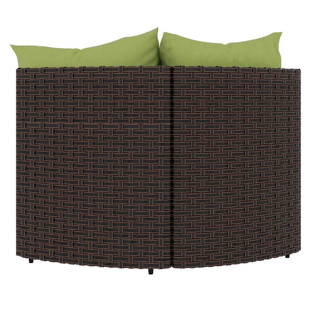 vidaXL Garten-Ecksofas mit Kissen 2 Stk. Braun Poly Rattan