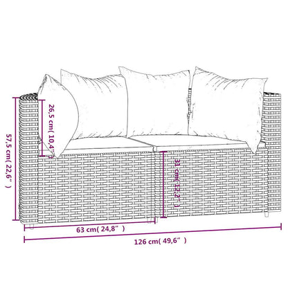 vidaXL Garten-Ecksofas mit Kissen 2 Stk. Braun Poly Rattan
