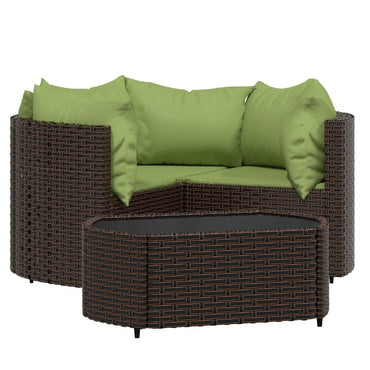 vidaXL Salon de jardin 4 pcs avec coussins marron résine tressée