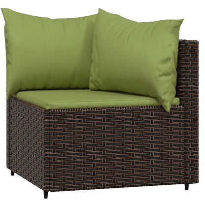 vidaXL Salon de jardin 4 pcs avec coussins marron résine tressée