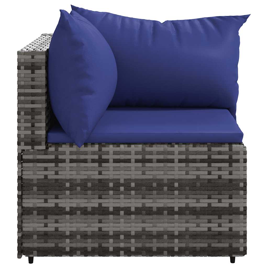 vidaXL Canapé d'angle de jardin avec coussins Gris Résine tressée