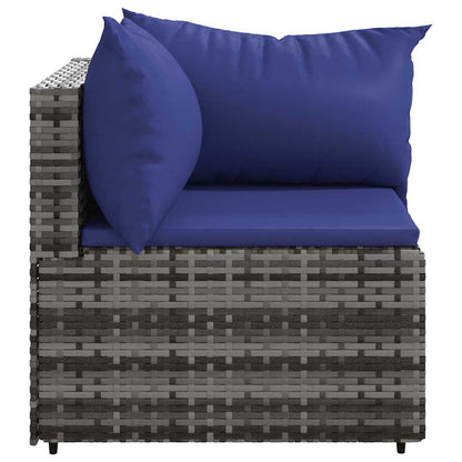 vidaXL Canapé d'angle de jardin avec coussins Gris Résine tressée
