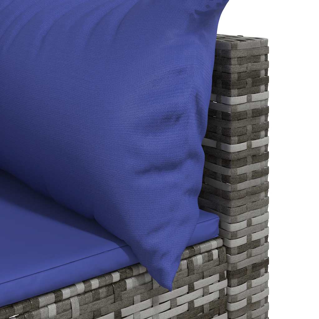 vidaXL Canapé d'angle de jardin avec coussins Gris Résine tressée