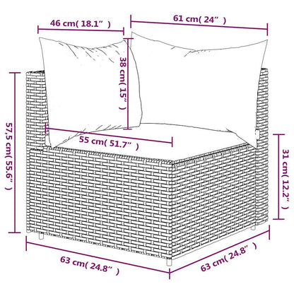 vidaXL Canapé d'angle de jardin avec coussins Gris Résine tressée