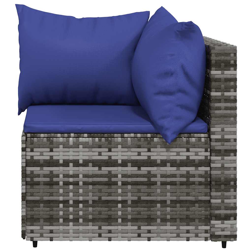 vidaXL Garten-Ecksofas mit Kissen 2 Stk. Grau Poly Rattan