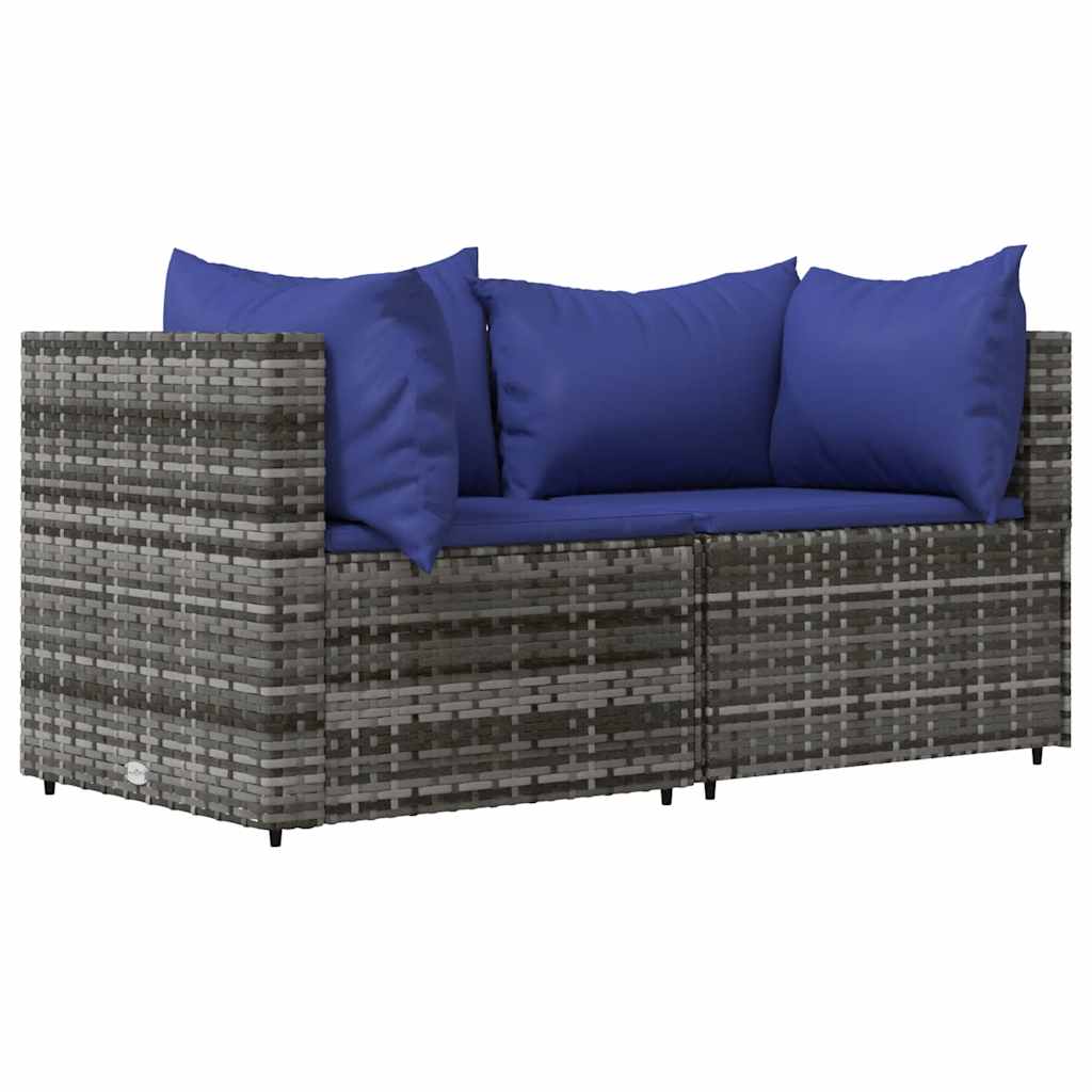 vidaXL Salon de jardin 3 pièces avec coussins Résine tressée Gris
