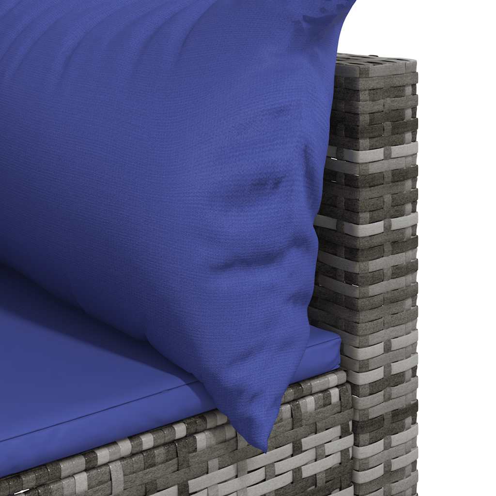 vidaXL Salon de jardin 3 pièces avec coussins Résine tressée Gris