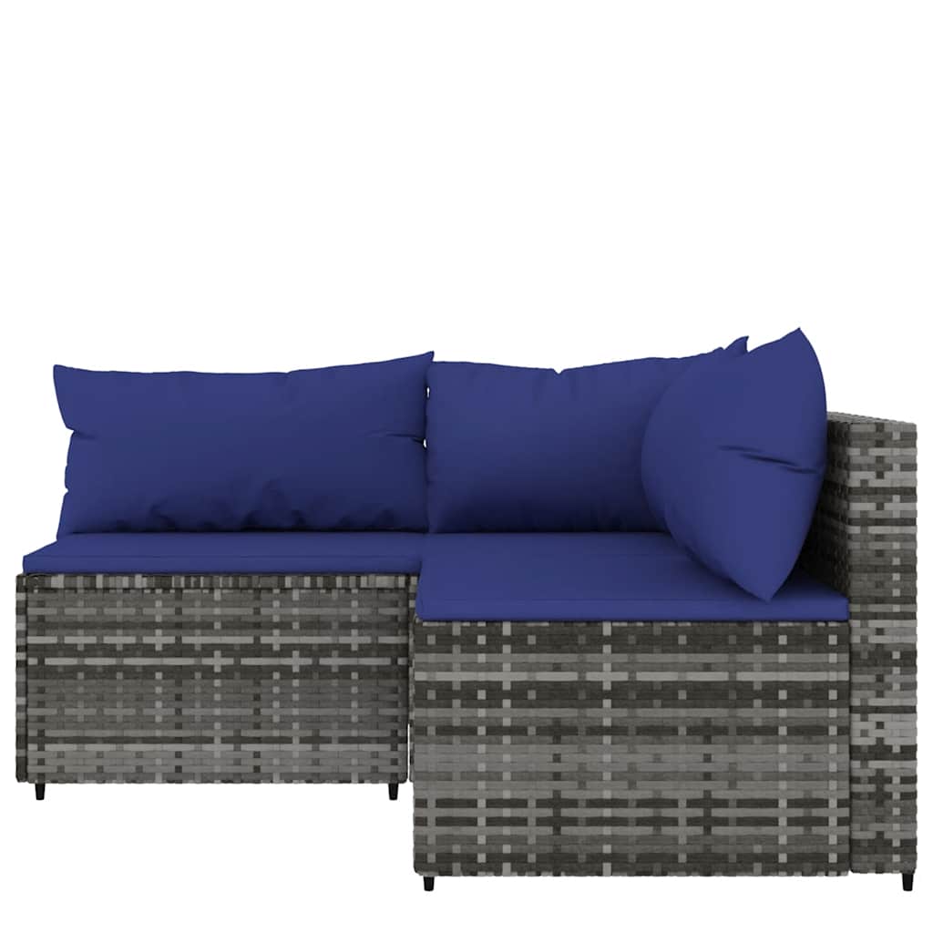vidaXL Salon de jardin 3 pièces avec coussins Résine tressée Gris