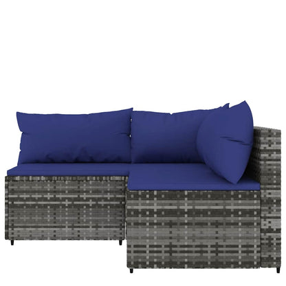vidaXL Salon de jardin 3 pièces avec coussins Résine tressée Gris