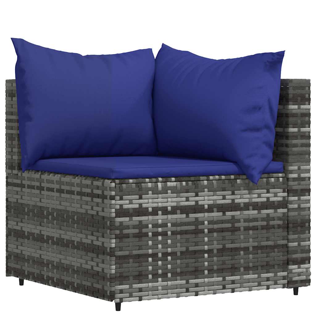 vidaXL Salon de jardin 3 pièces avec coussins Résine tressée Gris