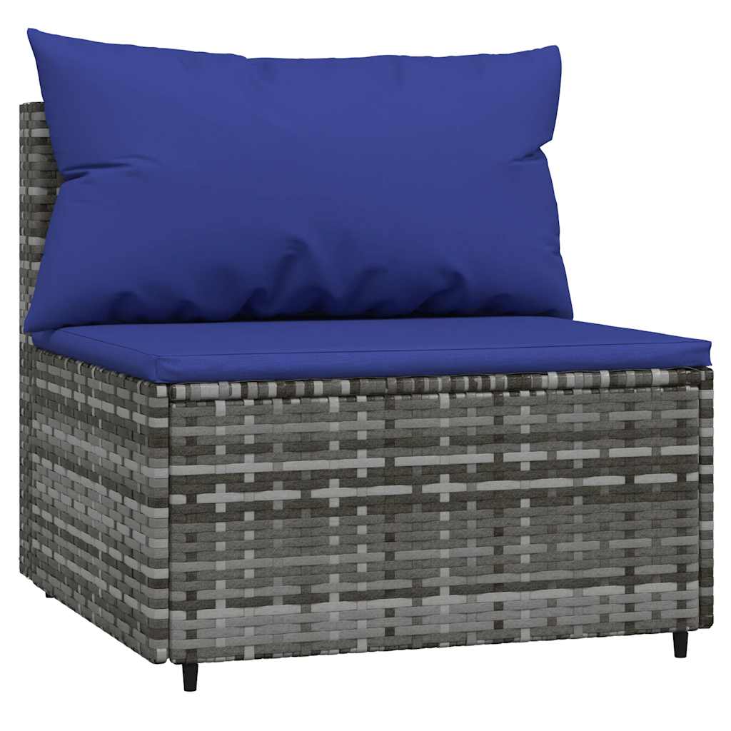 vidaXL Salon de jardin 3 pièces avec coussins Résine tressée Gris