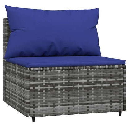 vidaXL Salon de jardin 3 pièces avec coussins Résine tressée Gris