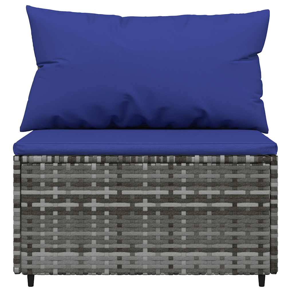 vidaXL Salon de jardin 3 pièces avec coussins Résine tressée Gris