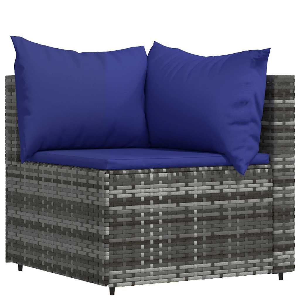 vidaXL Salon de jardin 3 pièces avec coussins Résine tressée Gris