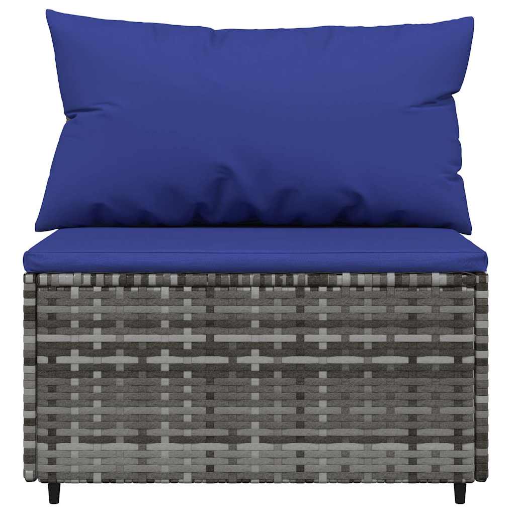 vidaXL Salon de jardin 3 pièces avec coussins Résine tressée Gris