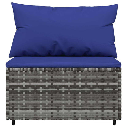 vidaXL Salon de jardin 3 pièces avec coussins Résine tressée Gris
