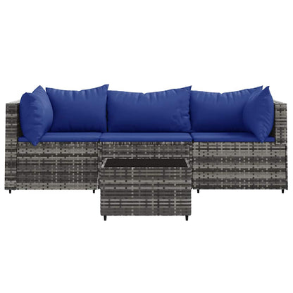 vidaXL Salon de jardin 4 pcs avec coussins Gris Résine tressée