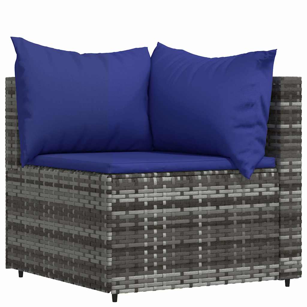 vidaXL Salon de jardin 4 pcs avec coussins Gris Résine tressée