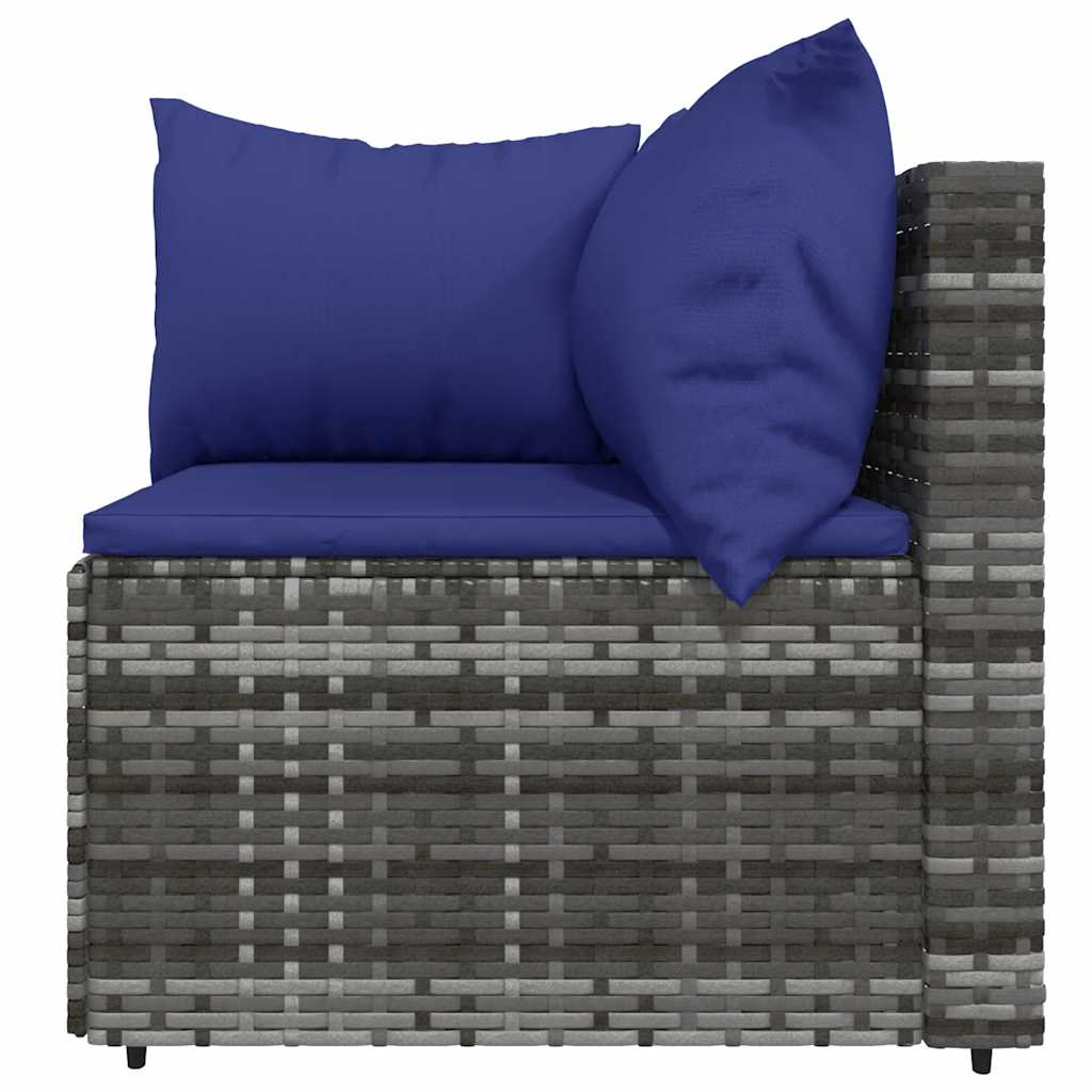 vidaXL Salon de jardin 4 pcs avec coussins Gris Résine tressée