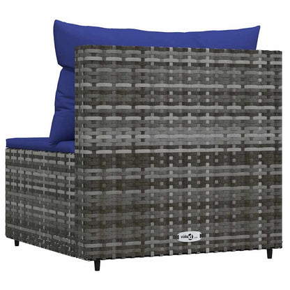 vidaXL Canapé central de jardin avec coussins gris en résine tressée