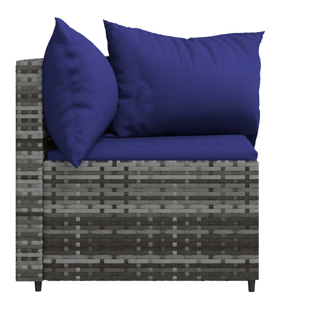 vidaXL Garten-Ecksofas mit Kissen 2 Stk. Grau Poly Rattan