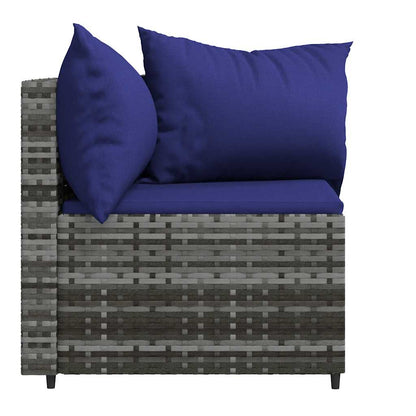 vidaXL Garten-Ecksofas mit Kissen 2 Stk. Grau Poly Rattan